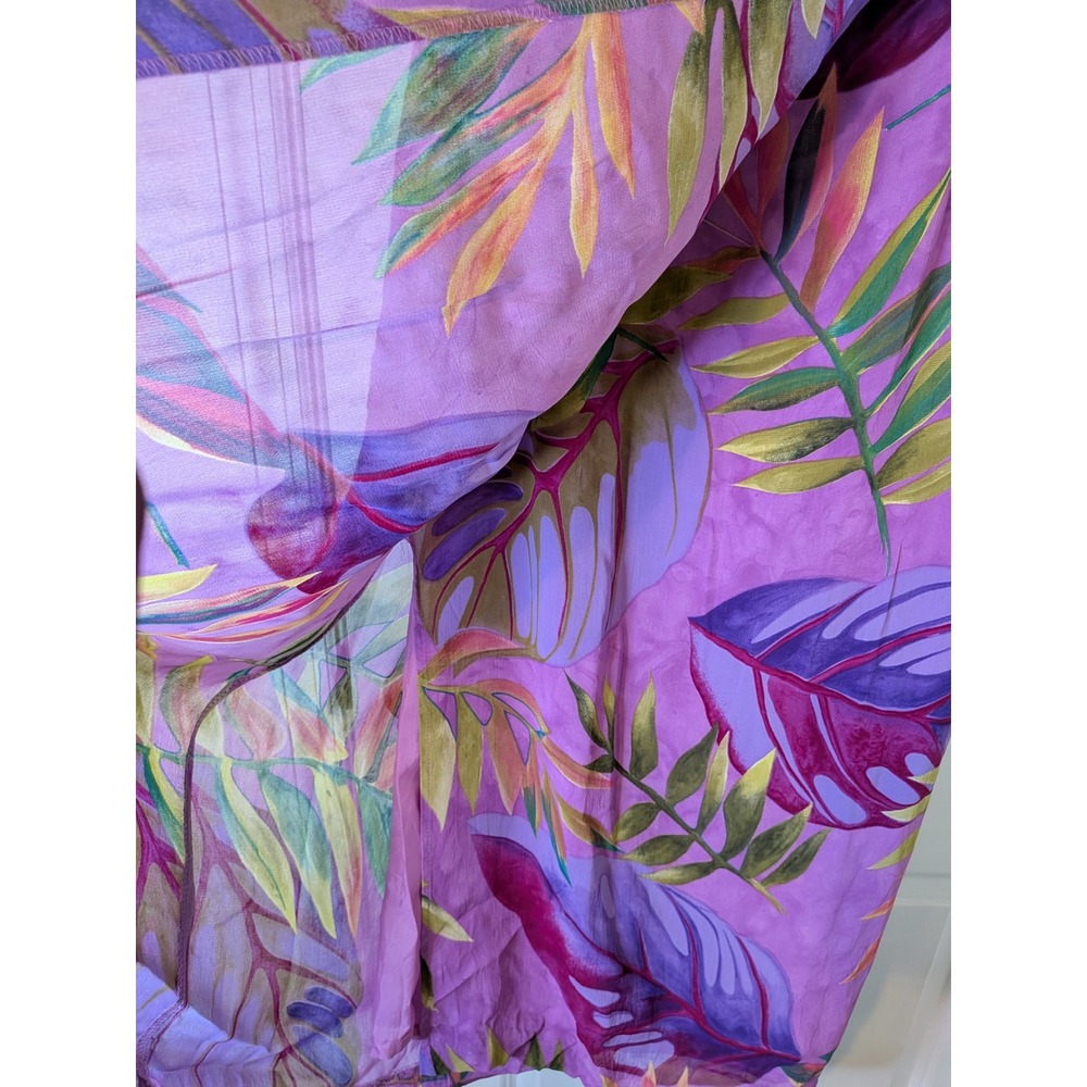 Cameron Blake Purple Tropical Floral Wrap Midi Skirt Womens 10 Made in USA - Picture 3 of 6